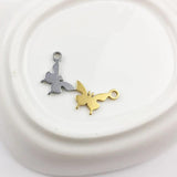 10pcs 10mm Stainless Steel High Butterfly Charms DIY Unfading 2 Colors