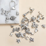 33pcs Metal Elephant Butterfly Charms Pendant DIY Keychain Necklace