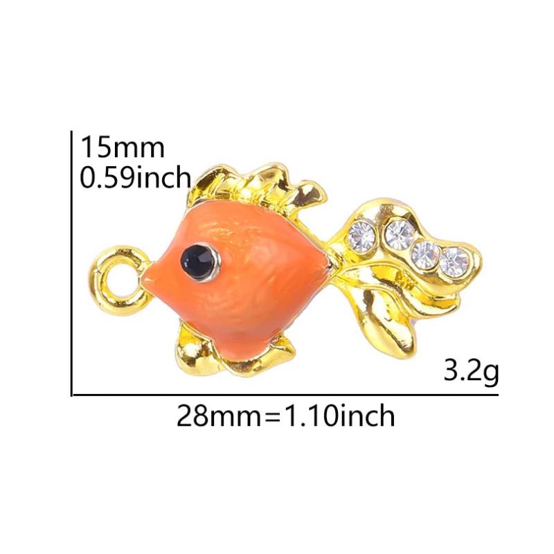 10pcs Fish Silver Crystal Charms for Jewelry Earring Making