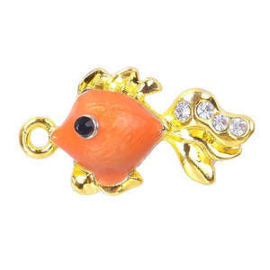 10pcs Fish Silver Crystal Charms for Jewelry Earring Making