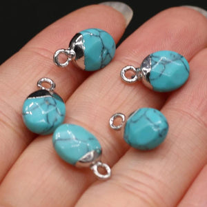 5 PCS Turquoise Stone Pendants for DIY Jewelry Making