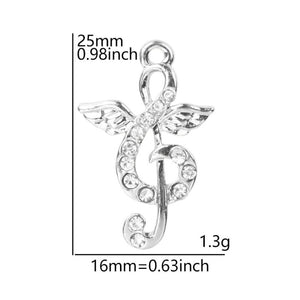 10pcs Music Note Silver Crystal Rhinestone Charms Jewelry Earring Crafts