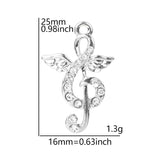 10pcs Music Note Silver Crystal Rhinestone Charms Jewelry Earring Crafts