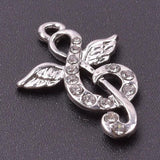 10pcs Music Note Silver Crystal Rhinestone Charms Jewelry Earring Crafts