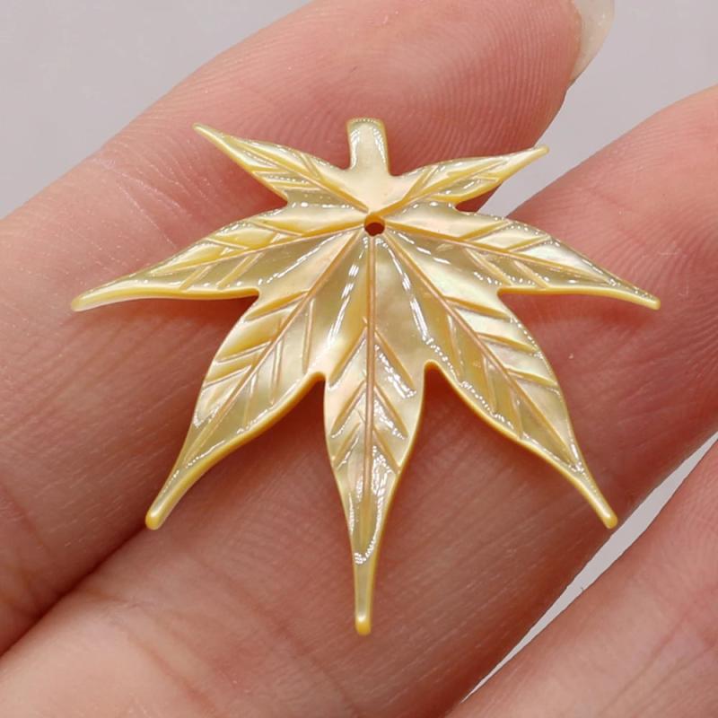Mother of Pearl Shell Maple Leaf Pendant DIY Jewelry 2PC