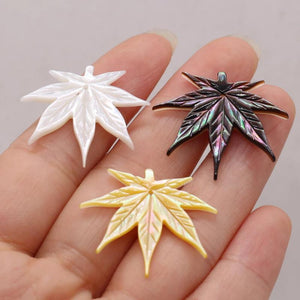 Mother of Pearl Shell Maple Leaf Pendant DIY Jewelry 2PC