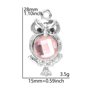 10pcs Owl Silver Crystal Rhinestone Charms Earring Findings