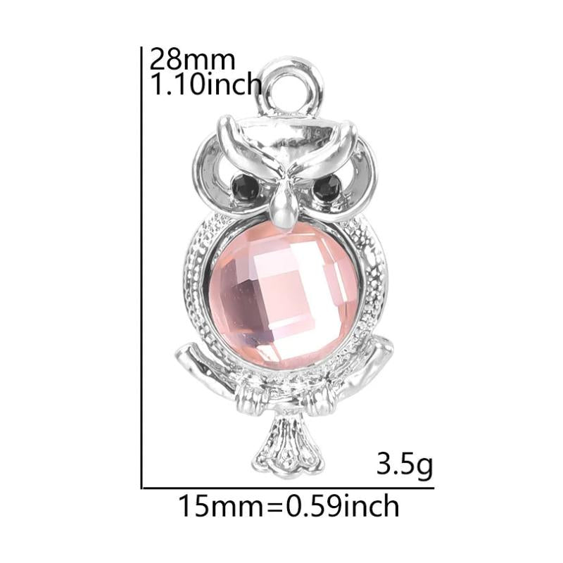 10pcs Owl Silver Crystal Rhinestone Charms Earring Findings