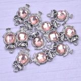 10pcs Owl Silver Crystal Rhinestone Charms Earring Findings