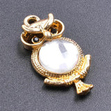 10pcs Owl Silver Crystal Rhinestone Charms Earring Findings