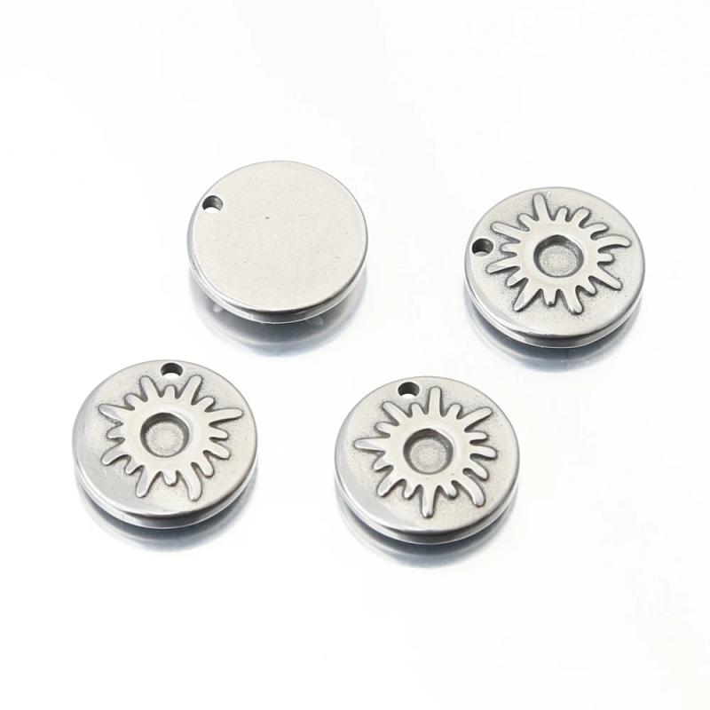 5pcs Stainless Steel Sun Flower Disc Earrings Charms for DIY Jewelry Making