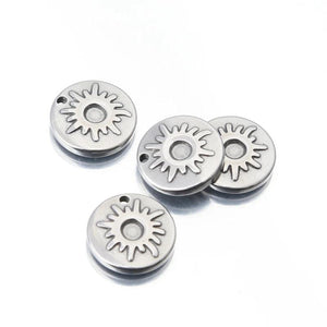 5pcs Stainless Steel Sun Flower Disc Earrings Charms for DIY Jewelry Making