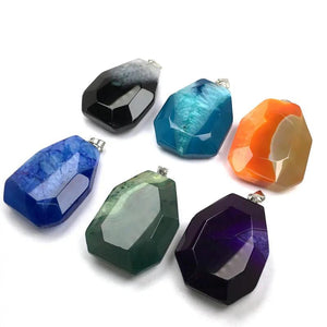 Natural Stone Agates Pendant Crystal Necklace For DIY Jewelry Making