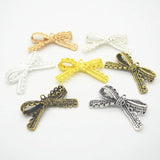 5pcs Lace Bowknot Bow Charms for Jewelry Making Antique Bronze Silver Pendants