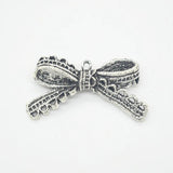5pcs Lace Bowknot Bow Charms for Jewelry Making Antique Bronze Silver Pendants