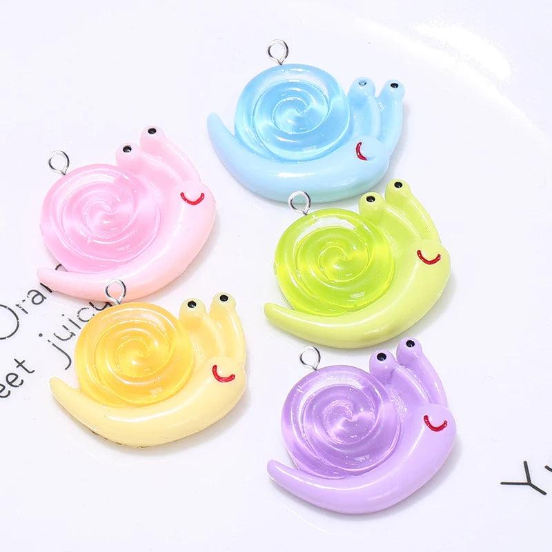 10Pcs Noctilucent Small Snail Charms Resin Pendant DIY Jewelry Making C1220