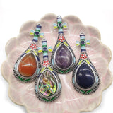 Natural Stone Pipa Shaped Jewelry Pendant Brooch DIY Charm Necklace Earrings