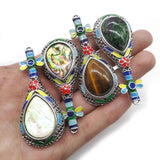 Natural Stone Pipa Shaped Jewelry Pendant Brooch DIY Charm Necklace Earrings