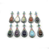 Natural Stone Pipa Shaped Jewelry Pendant Brooch DIY Charm Necklace Earrings