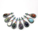 Natural Stone Pipa Shaped Jewelry Pendant Brooch DIY Charm Necklace Earrings