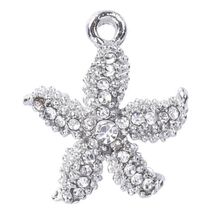 10pcs Starfish Rhinestone Dangle Charms Pendant DIY for Bracelet Necklace Bag