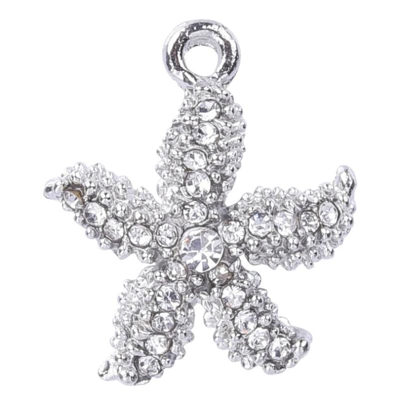 10pcs Starfish Rhinestone Dangle Charms Pendant DIY for Bracelet Necklace Bag