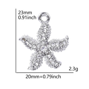 10pcs Starfish Rhinestone Dangle Charms Pendant DIY for Bracelet Necklace Bag