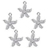 10pcs Starfish Rhinestone Dangle Charms Pendant DIY for Bracelet Necklace Bag