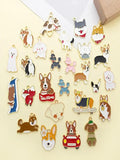 26PCS Mixed Enamel Dog Charms Zinc Alloy Animal Pendants DIY Jewelry Making