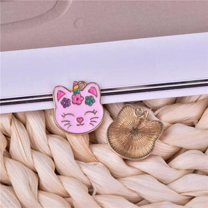 10pcs Love Cat Enamel Charms for DIY Jewelry Making