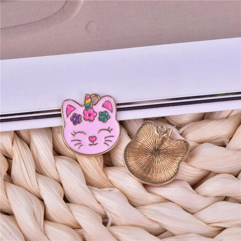 10pcs Love Cat Enamel Charms for DIY Jewelry Making