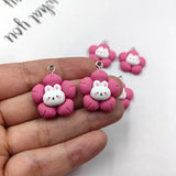 10pcs Flowers Rabbit Charms for Diy Jewelry Making