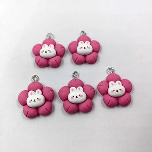 10pcs Flowers Rabbit Charms for Diy Jewelry Making