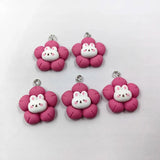 10pcs Flowers Rabbit Charms for Diy Jewelry Making