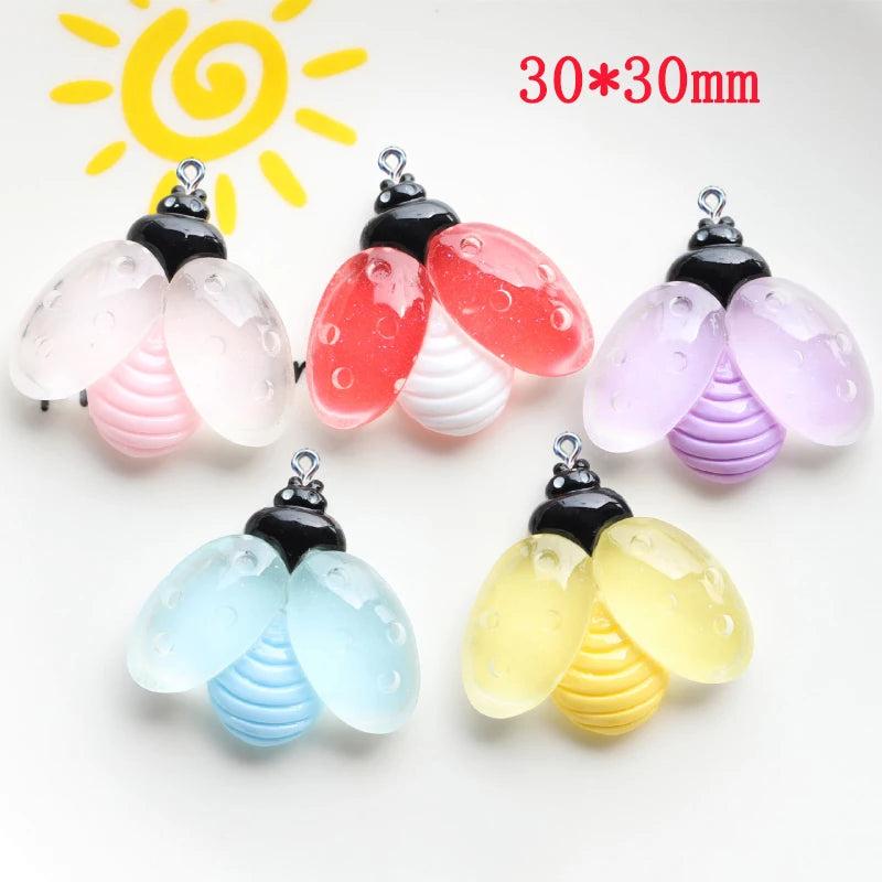 10Pcs Luminous Bee Resin Charms For DIY Jewelry Making