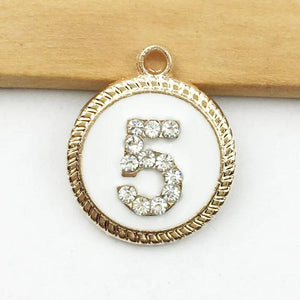 10pcs Number 5 Enamel Charms Oil Drop Gold-Color Pendant Jewelry