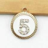 10pcs Number 5 Enamel Charms Oil Drop Gold-Color Pendant Jewelry
