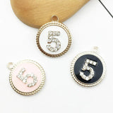 10pcs Number 5 Enamel Charms Oil Drop Gold-Color Pendant Jewelry