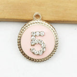 10pcs Number 5 Enamel Charms Oil Drop Gold-Color Pendant Jewelry