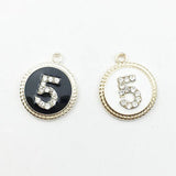 10pcs Number 5 Enamel Charms Oil Drop Gold-Color Pendant Jewelry