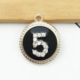 10pcs Number 5 Enamel Charms Oil Drop Gold-Color Pendant Jewelry