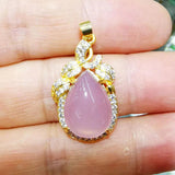 Crystal Inlaid Pink Chalcedony Pendant Charm
