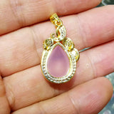 Crystal Inlaid Pink Chalcedony Pendant Charm