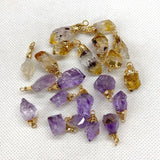 2pcs Amethyst Small Pendant Healing Stone DIY Jewelry