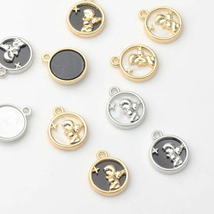 Embossed Angel Charms Pendant 6pcs/lot DIY Necklace Jewelry Making