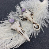 Resin Elephant Bird Carving Pendant with Amethyst Rhinestones