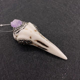Resin Elephant Bird Carving Pendant with Amethyst Rhinestones