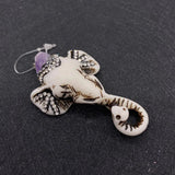 Resin Elephant Bird Carving Pendant with Amethyst Rhinestones