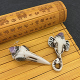 Resin Elephant Bird Carving Pendant with Amethyst Rhinestones