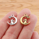 50 Silver Rabbit Moon Star Charms for Jewelry Making